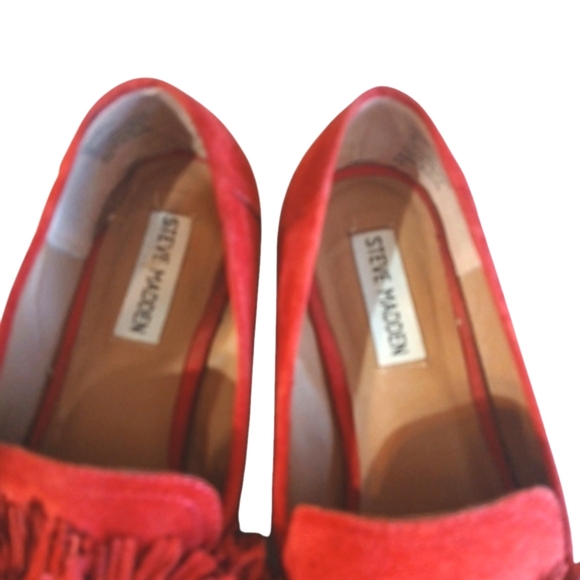 Steve Madden Belamy Flats Red Suede Leather Loafers Size 9 - Picture 4 of 9